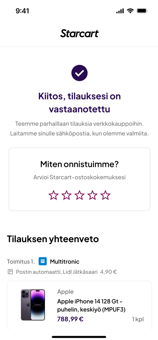 Tilauksen vahvistus